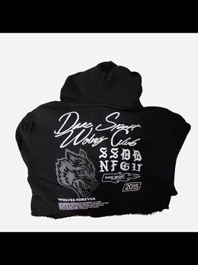 Darc Sport x Wolves "The Fire Within Vintage Pierce Cropped Hoodie" Size Small